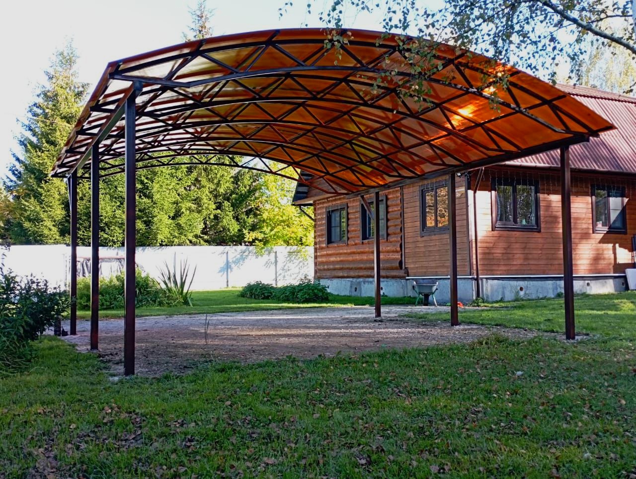 Современный навес пристроенный к дому «веранда»