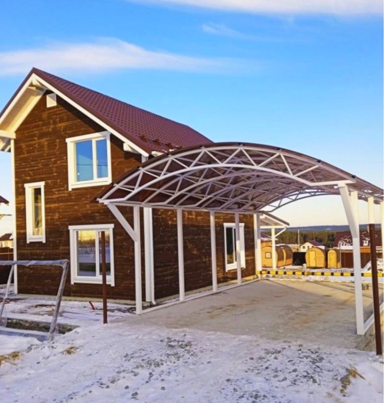 Современный навес пристроенный к дому «веранда»